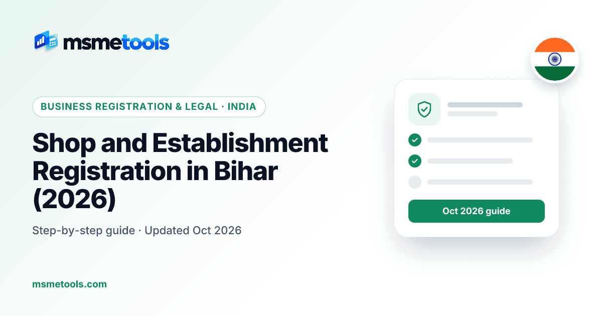 Shop and establishment registration in Bihar after the Shops Act repeal — MSMETOOLS guide cover