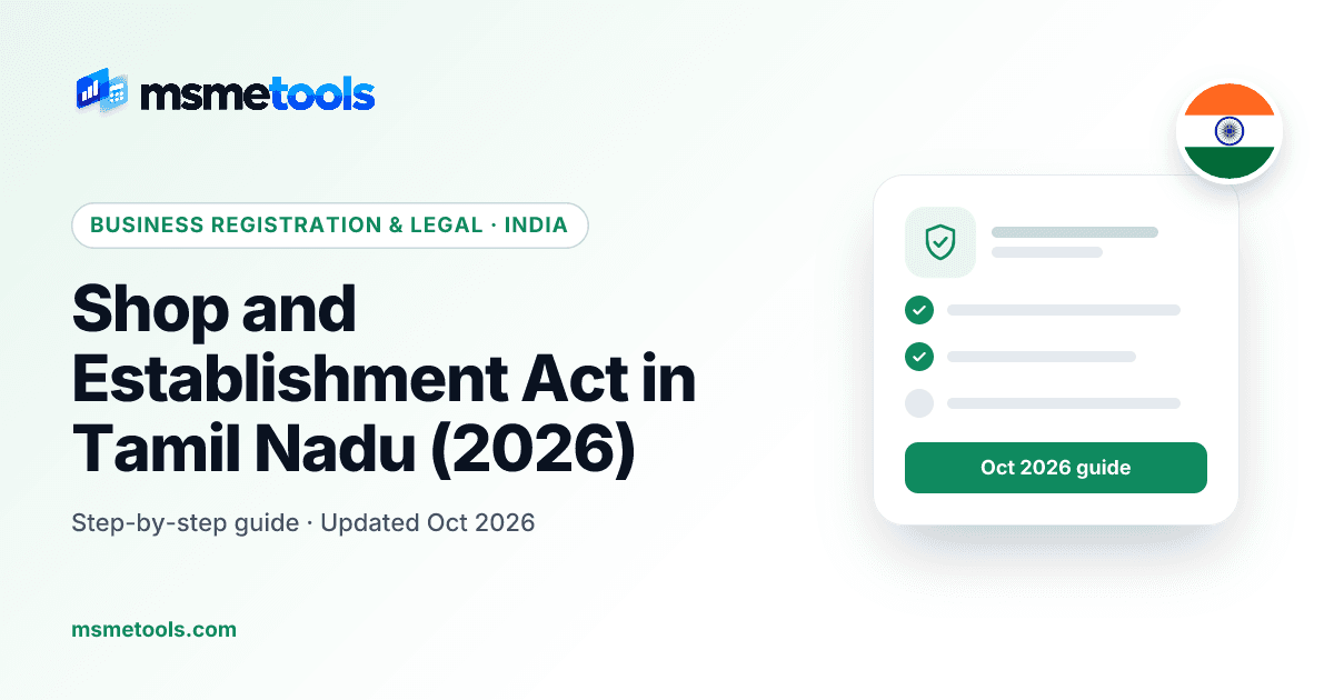 Shop and Establishment Act Tamil Nadu — registration, working hours and leave — MSMETOOLS guide cover