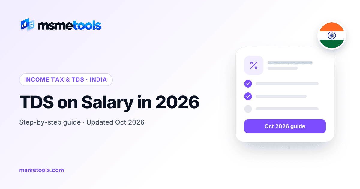 TDS on salary — section 392, regimes and monthly calculation — MSMETOOLS guide cover