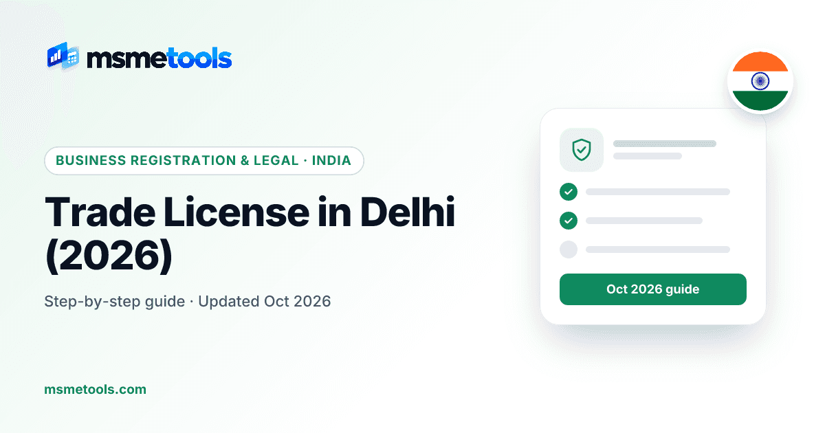 Trade licence in Delhi — MCD health trade licence and general trade licence fees — MSMETOOLS guide cover