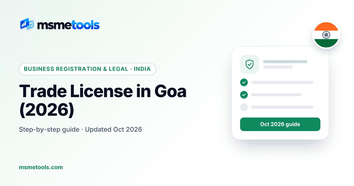 Trade licence in Goa — Panaji, municipal councils and panchayats — MSMETOOLS guide cover