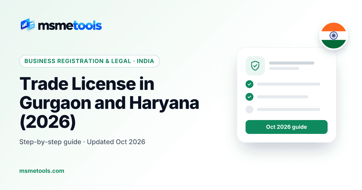 Trade licence in Gurgaon and Haryana — 2022 amendments, renewal and penalties — MSMETOOLS guide cover