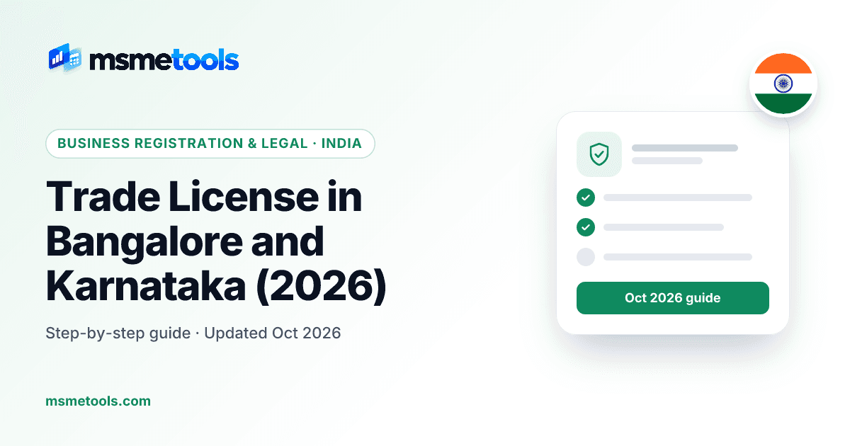 Trade licence in Bangalore and Karnataka — GBA renewal and penalties — MSMETOOLS guide cover