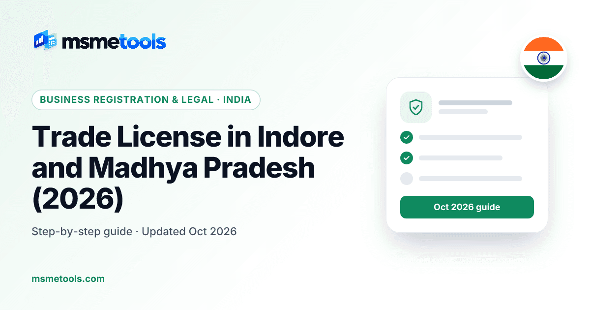Trade licence in Indore and Madhya Pradesh — e-Nagarpalika, fees and renewal — MSMETOOLS guide cover
