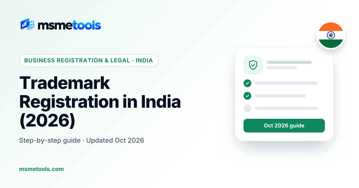 Trademark registration in India — fees, process and classes — MSMETOOLS guide cover