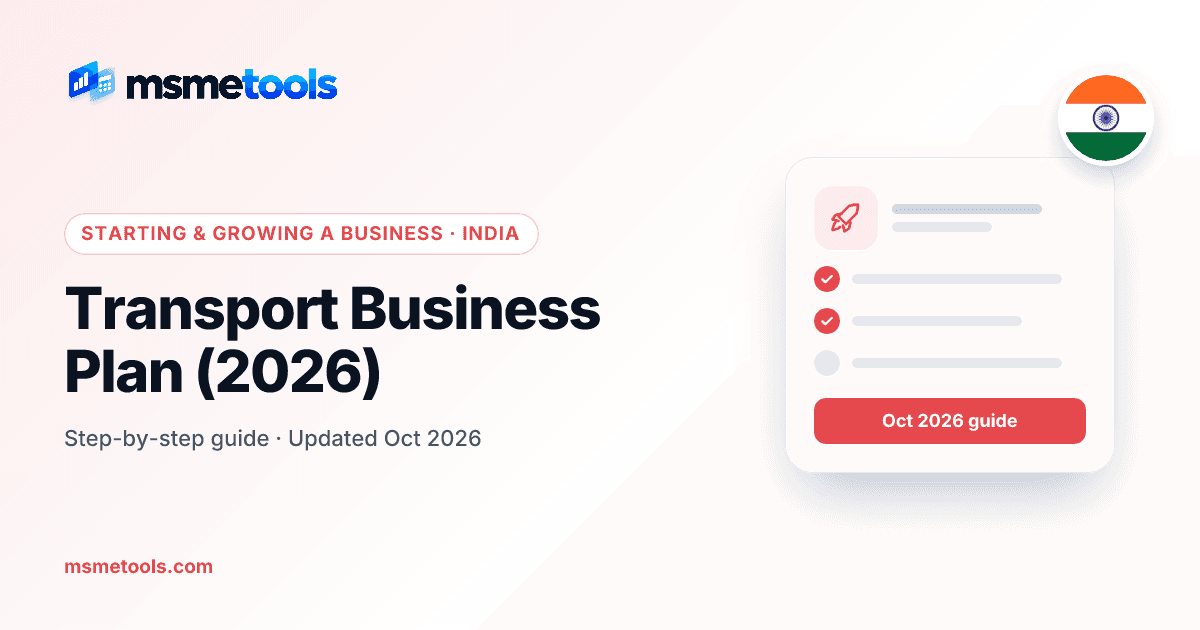 Transport business plan — MSMETOOLS guide cover