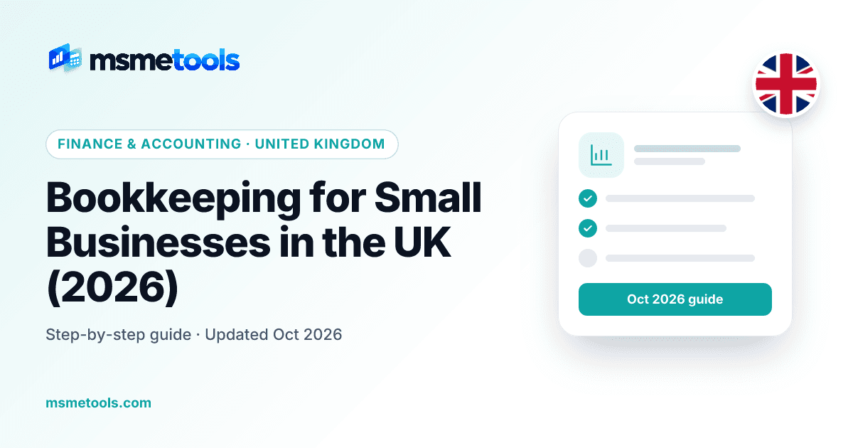 Bookkeeping for small businesses in the UK — MSMETOOLS guide cover