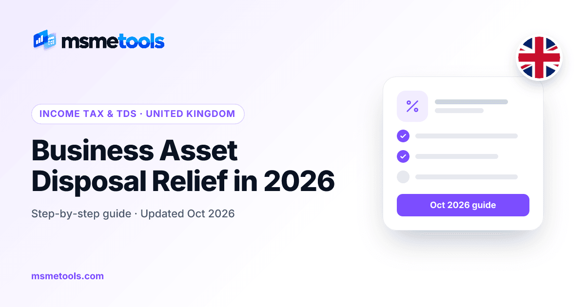 Business Asset Disposal Relief in the UK — MSMETOOLS guide cover
