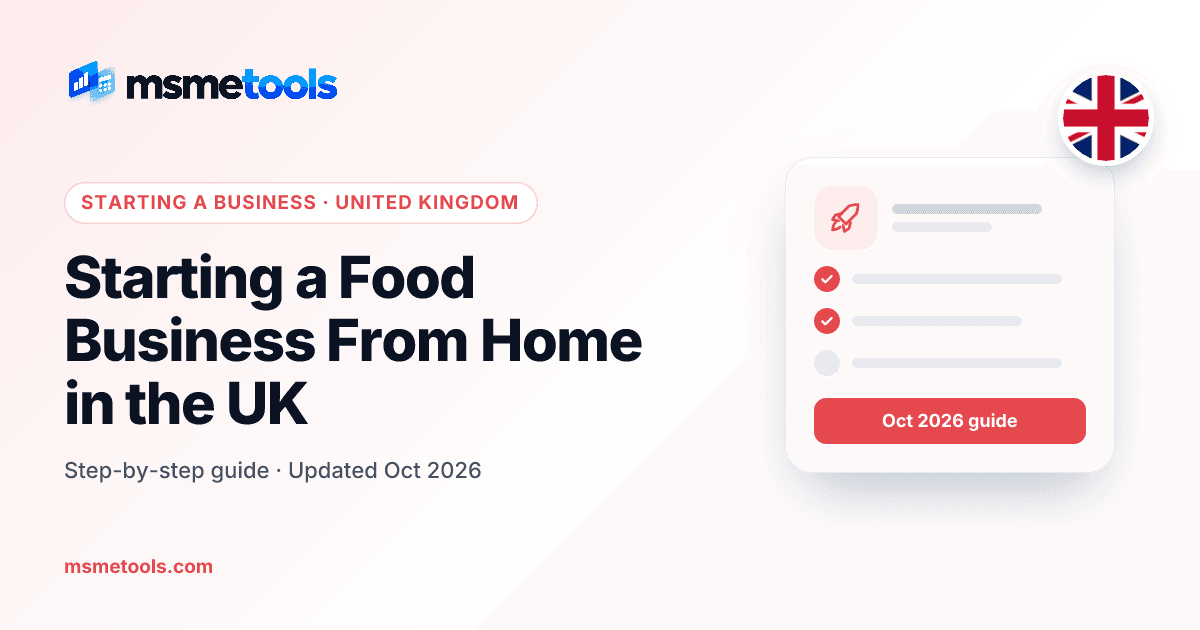 Starting a food business from home in the UK — MSMETOOLS guide cover