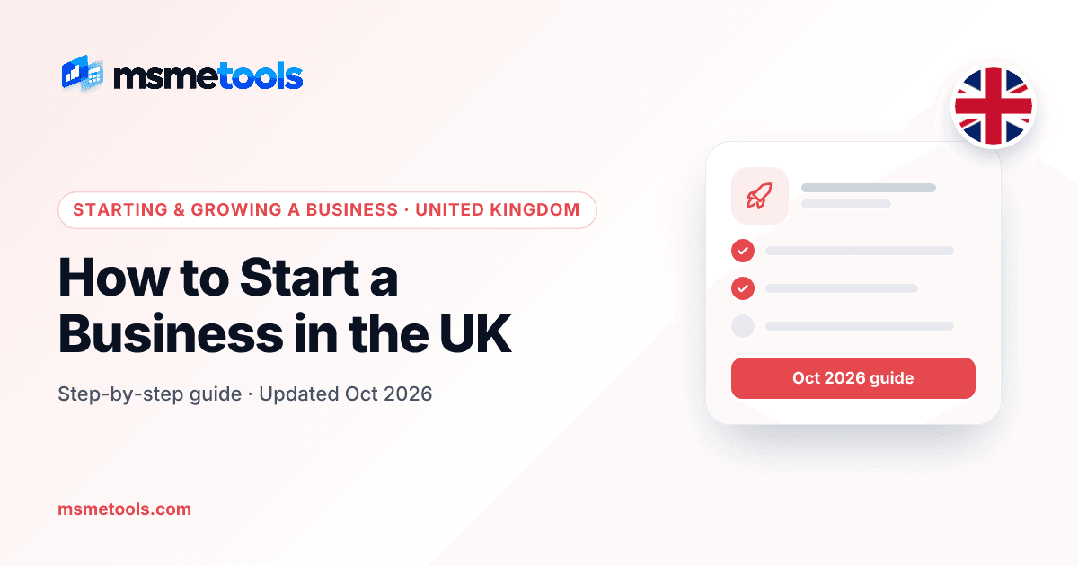 How to start a business in the UK — MSMETOOLS guide cover