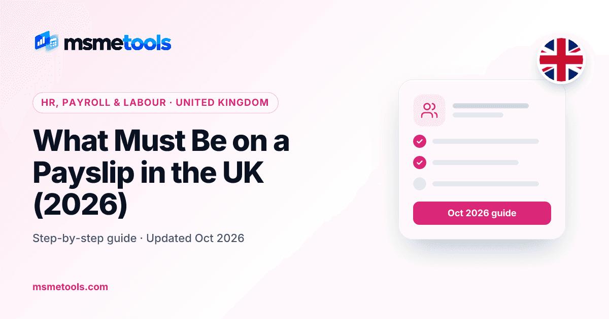 What must be on a payslip in the UK — MSMETOOLS guide cover