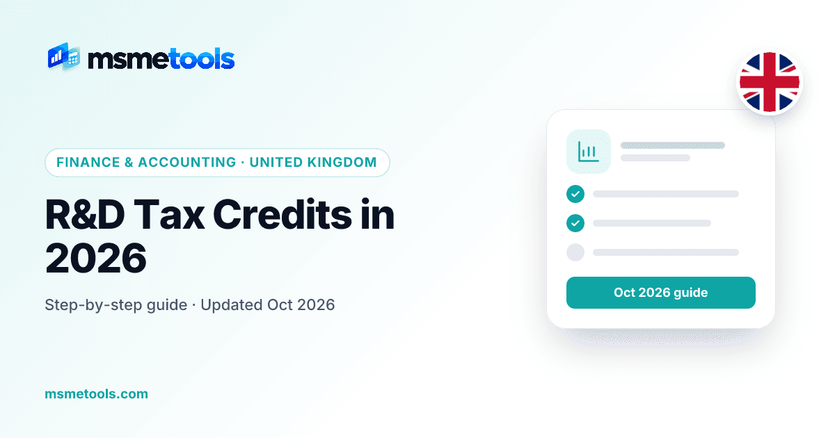 R&D tax credits in the UK — MSMETOOLS guide cover