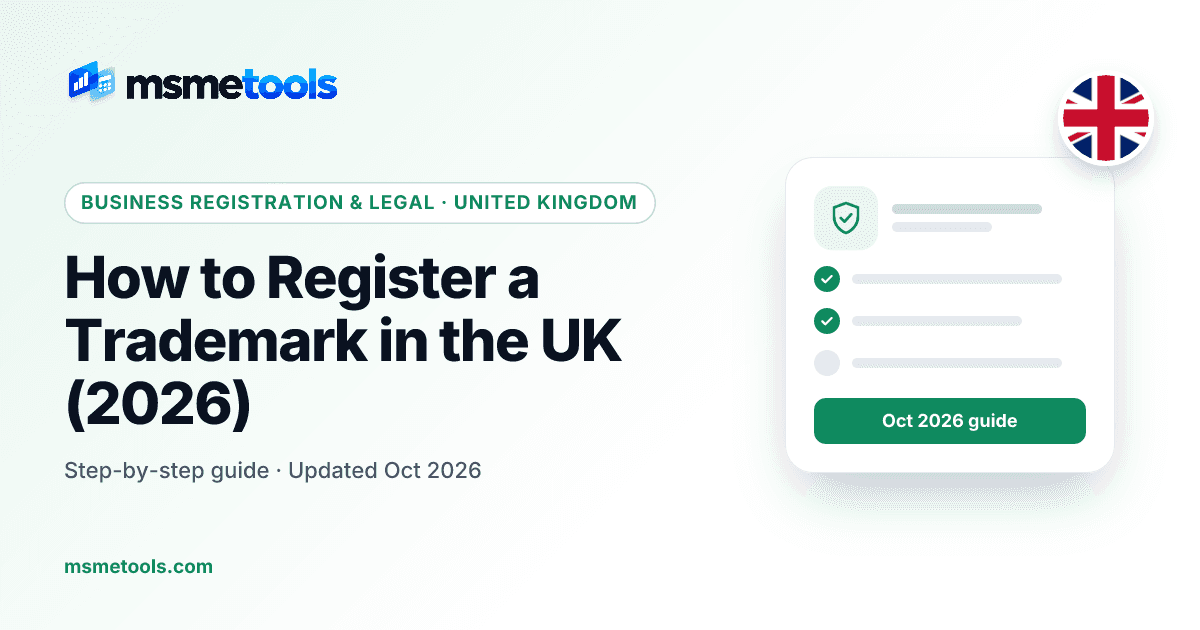 How to register a trademark in the UK — MSMETOOLS guide cover
