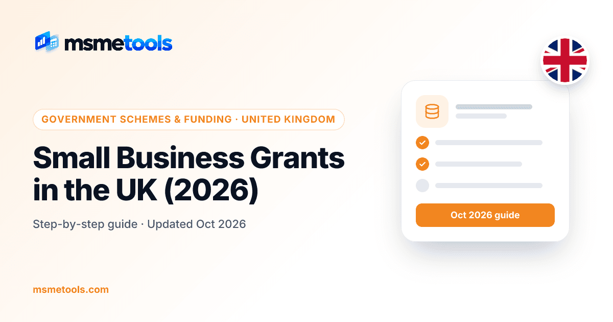 Small business grants in the UK — MSMETOOLS guide cover