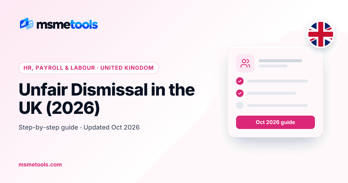 Unfair dismissal in the UK — MSMETOOLS guide cover