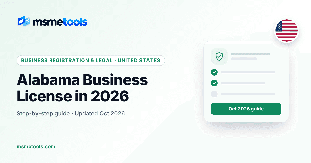 Alabama business license — MSMETOOLS guide cover