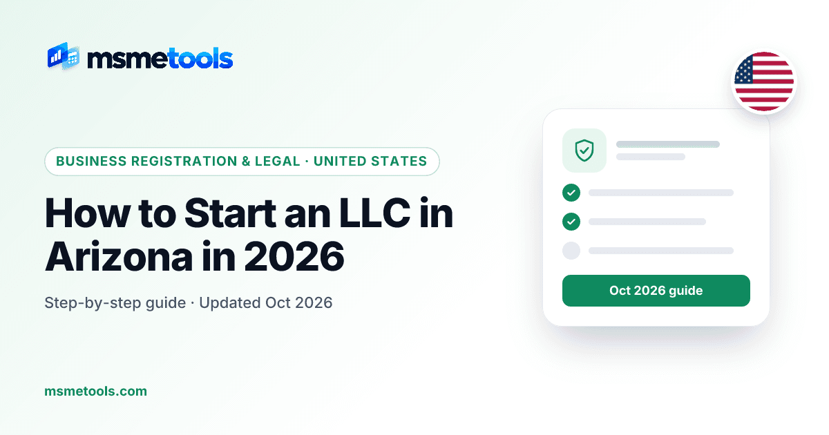 How to start an LLC in Arizona — MSMETOOLS guide cover