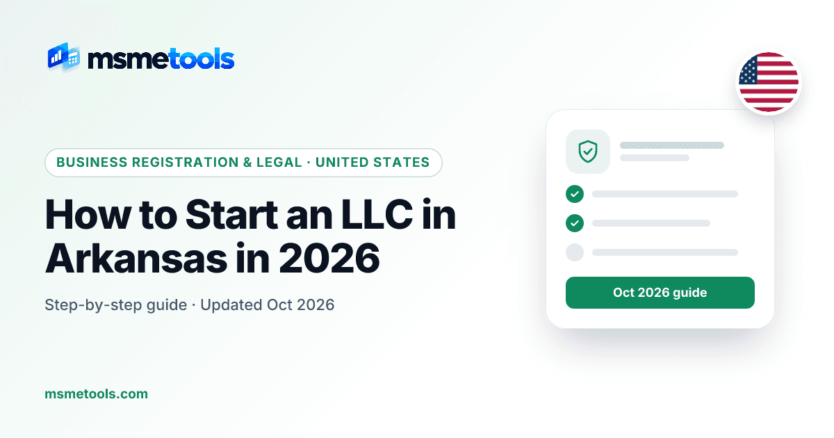 How to start an LLC in Arkansas — MSMETOOLS guide cover