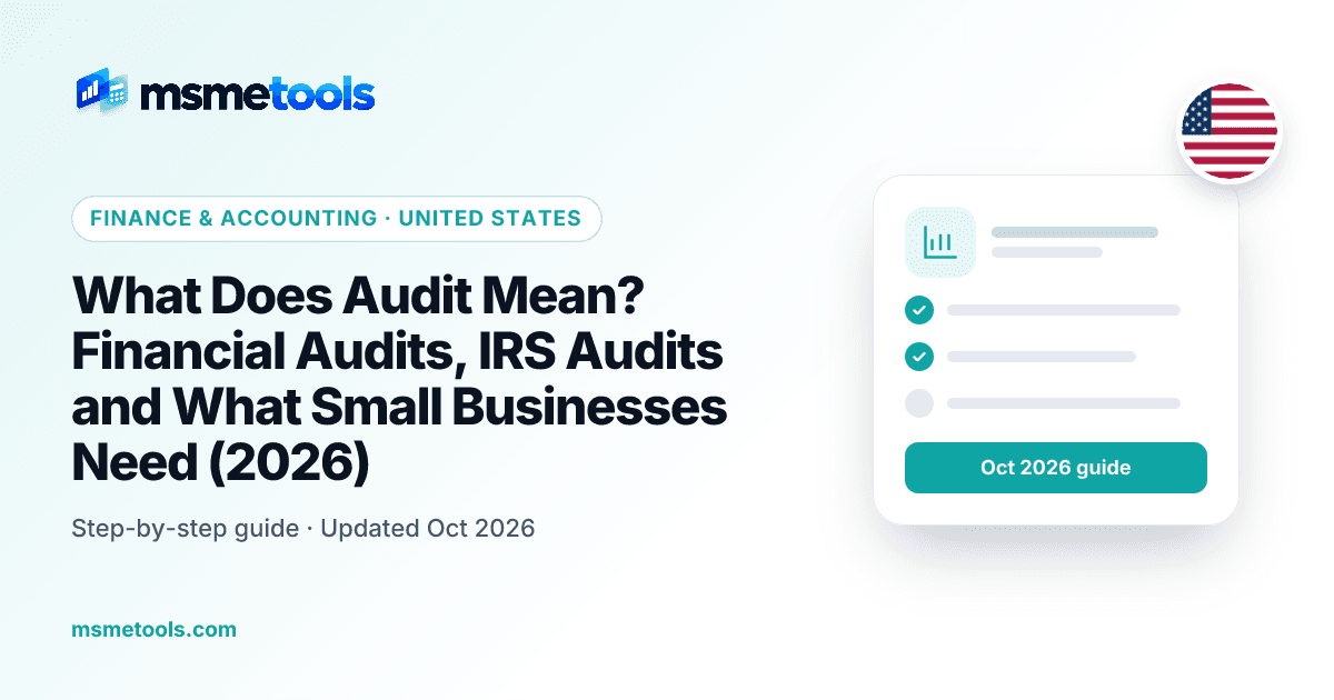 Audit meaning for small businesses — MSMETOOLS guide cover