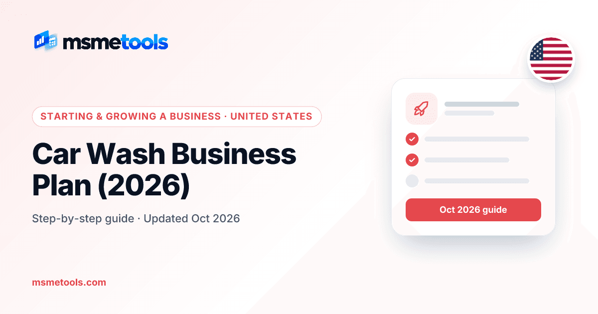 Car wash business plan — MSMETOOLS guide cover