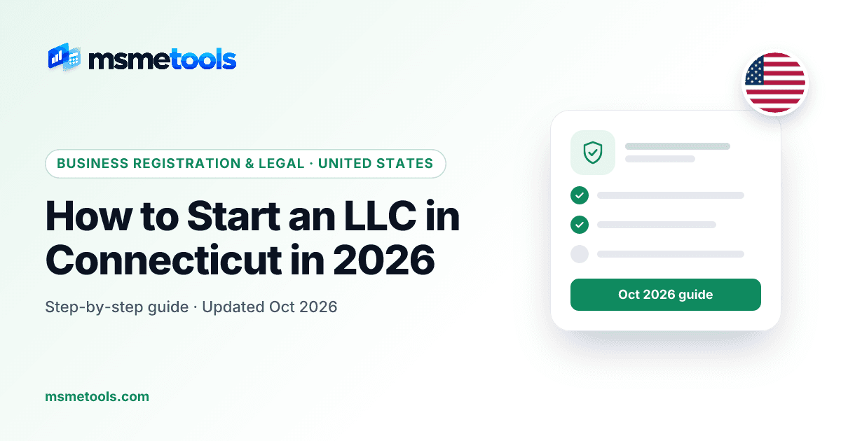 How to start an LLC in Connecticut — MSMETOOLS guide cover