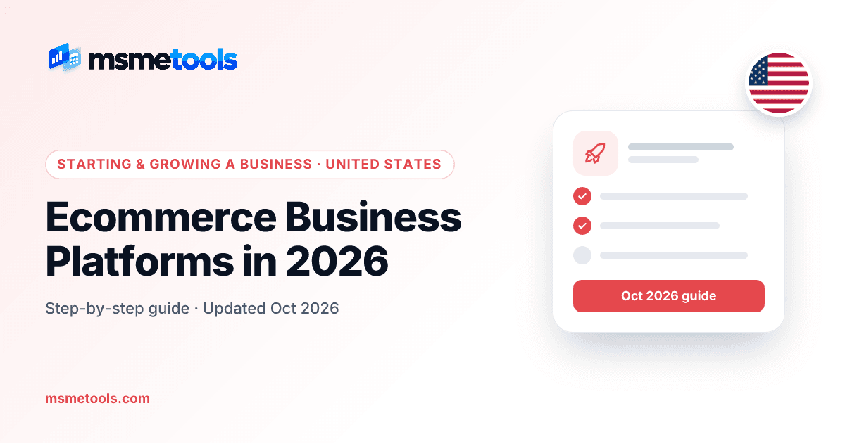Ecommerce business platforms compared — MSMETOOLS guide cover