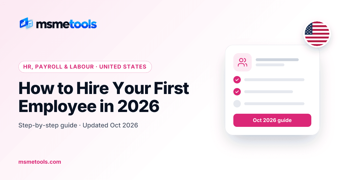 How to hire your first employee — MSMETOOLS guide cover