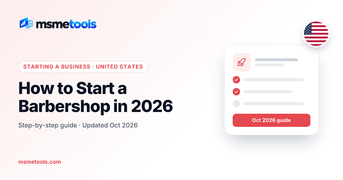 How to start a barbershop — MSMETOOLS guide cover