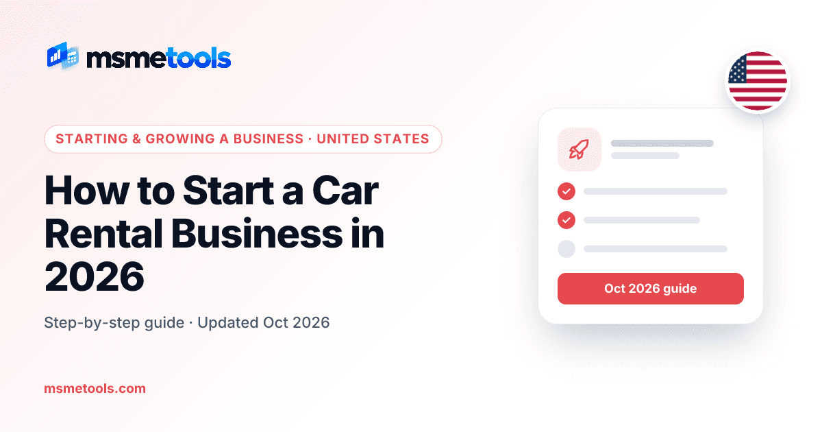 How to start a car rental business — MSMETOOLS guide cover