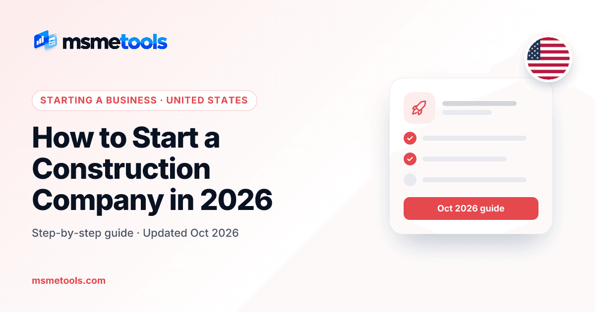 How to start a construction company — MSMETOOLS guide cover
