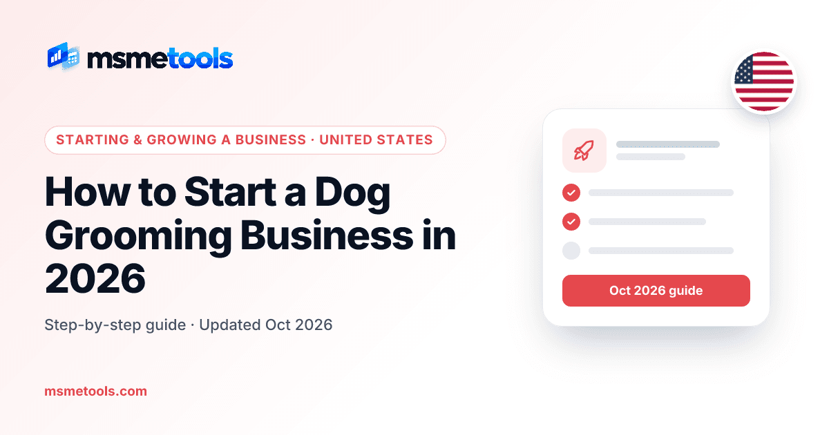 How to start a dog grooming business — MSMETOOLS guide cover