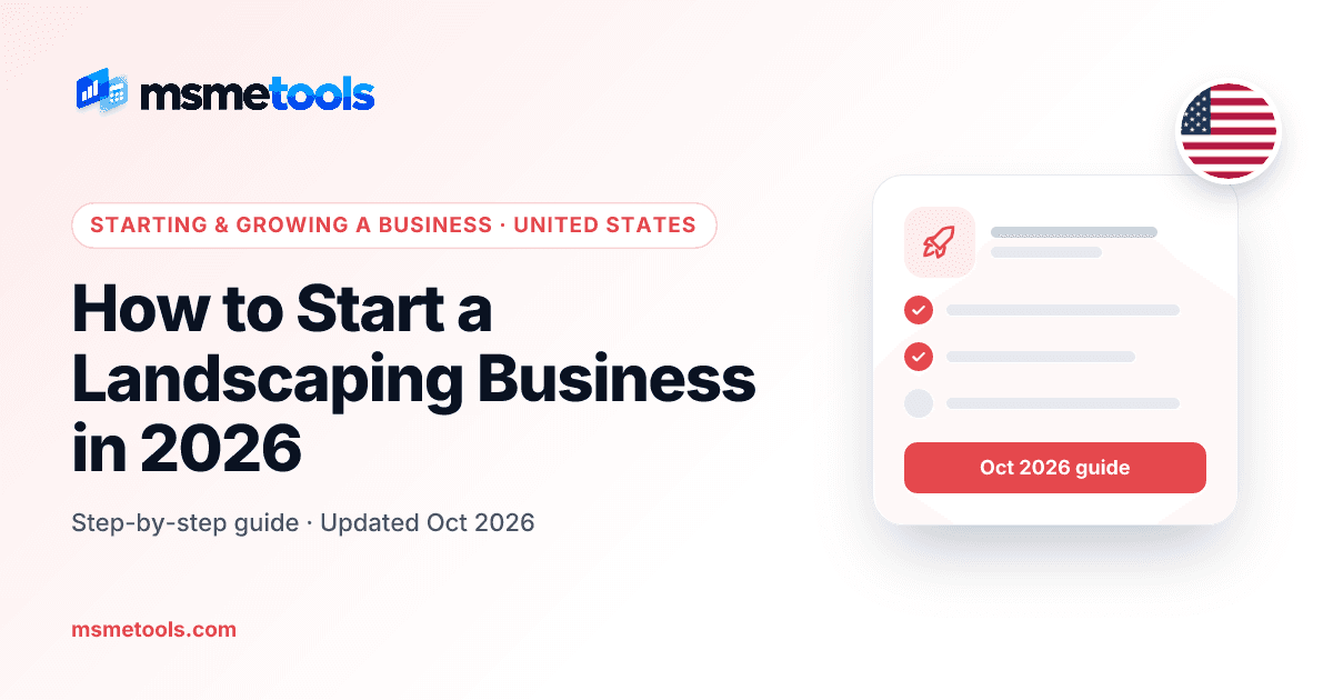 How to start a landscaping business — MSMETOOLS guide cover