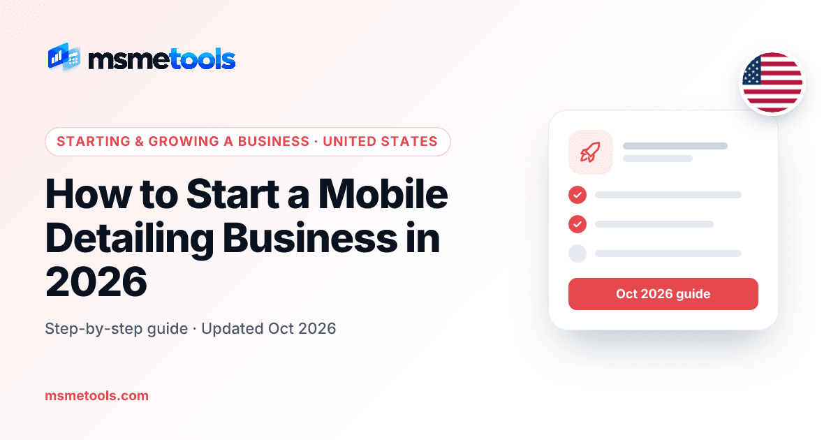 How to start a mobile detailing business — MSMETOOLS guide cover