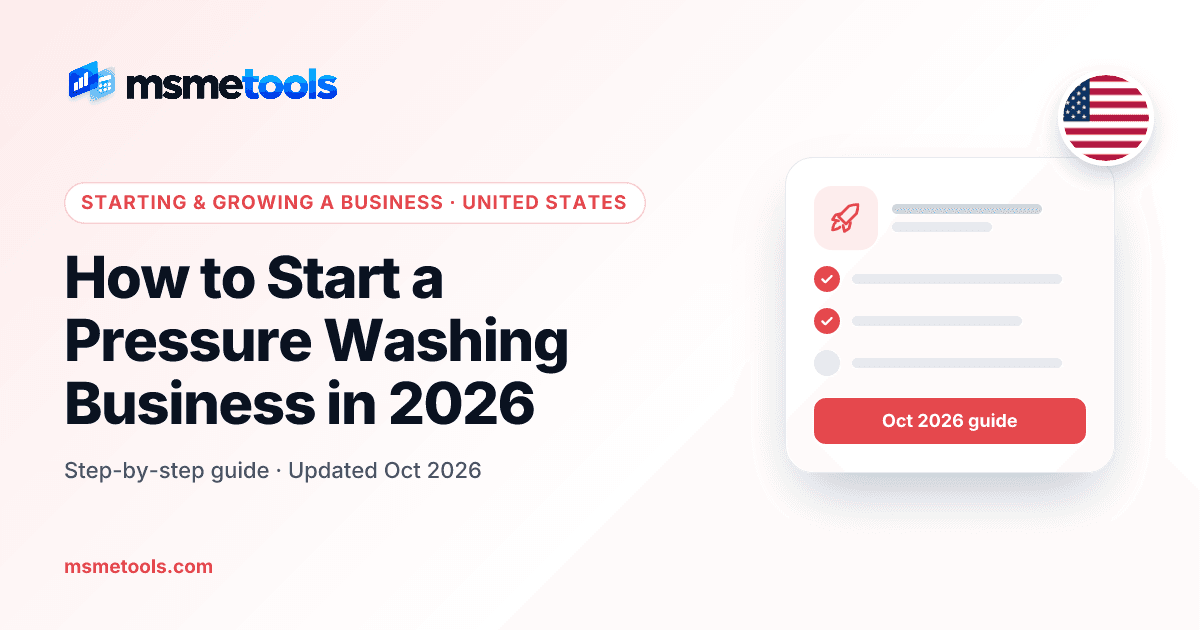How to start a pressure washing business — MSMETOOLS guide cover