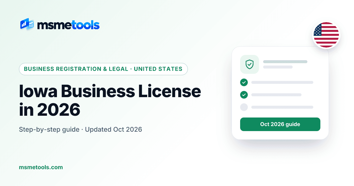 Iowa business license — MSMETOOLS guide cover