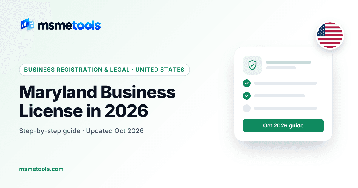Maryland business license — MSMETOOLS guide cover