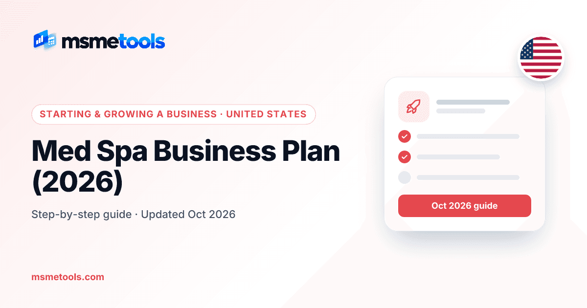 Med spa business plan — MSMETOOLS guide cover