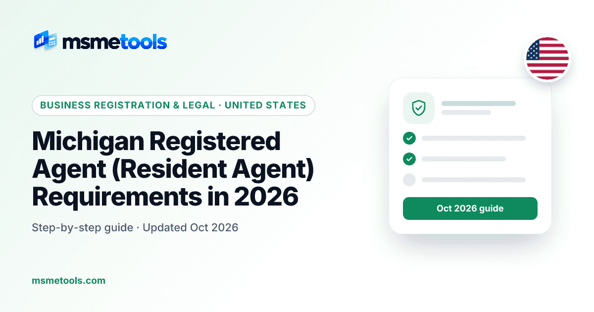 Michigan registered agent requirements — MSMETOOLS guide cover