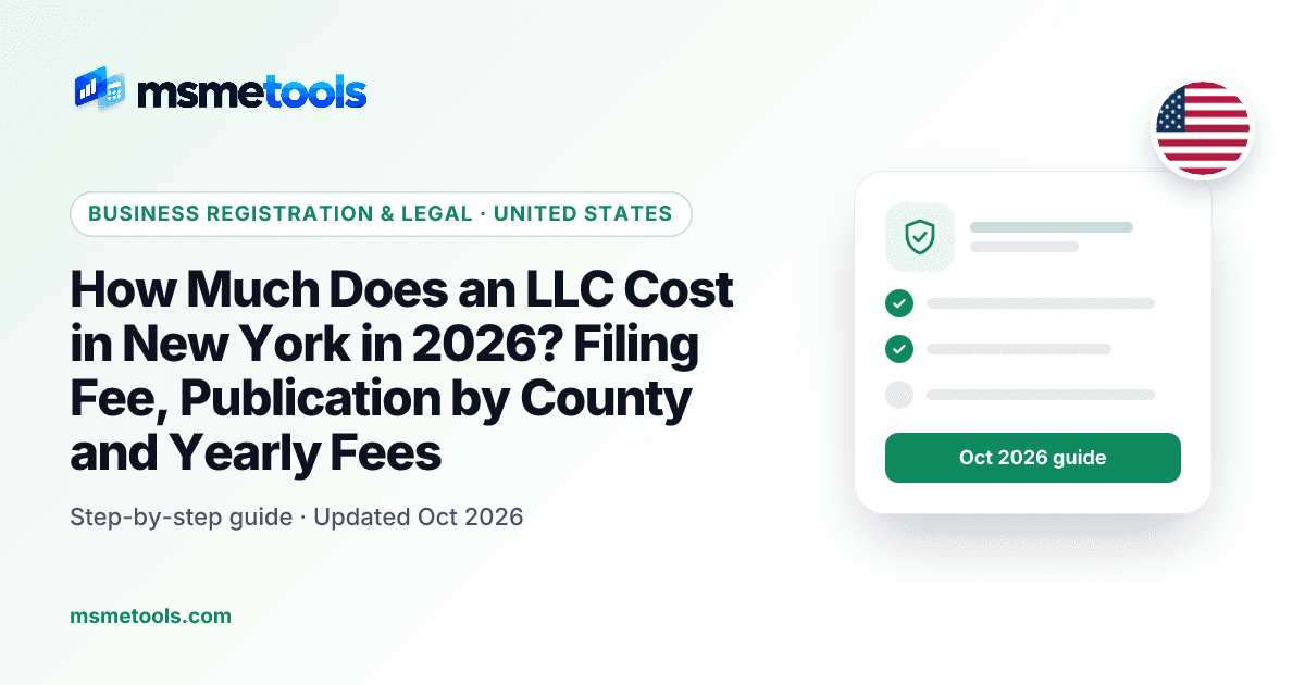 New York LLC cost — MSMETOOLS guide cover