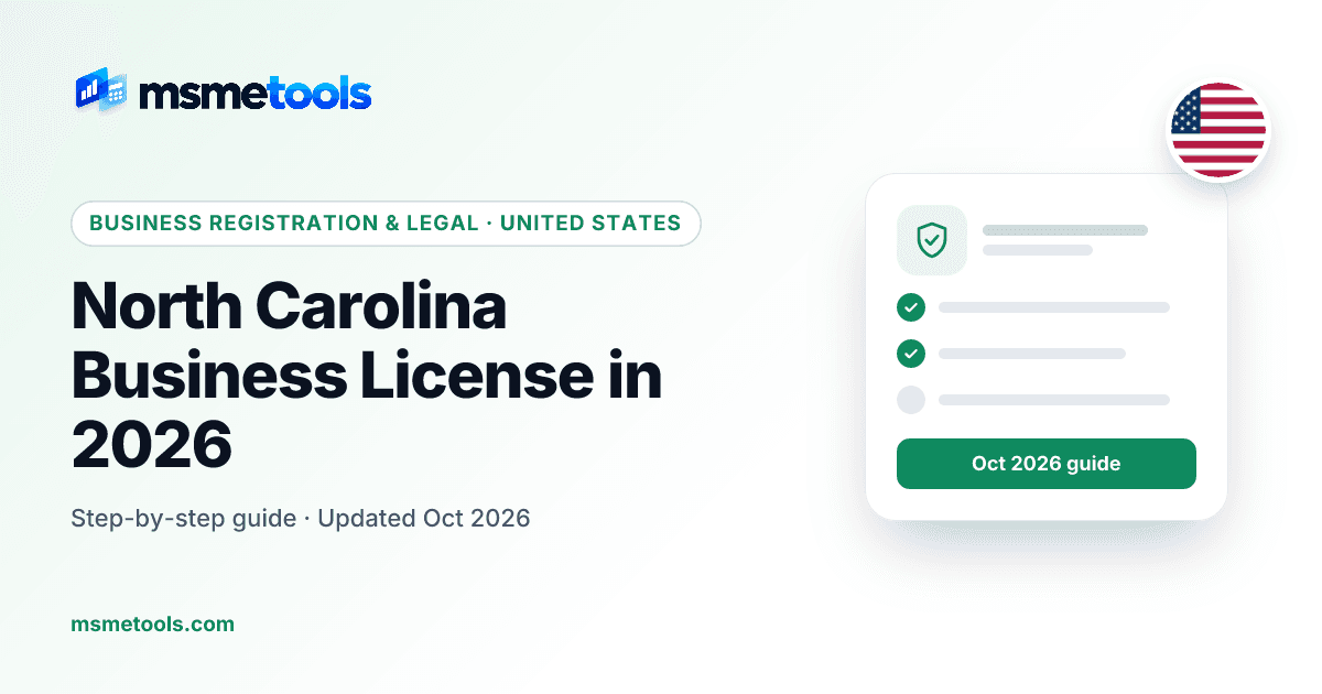 North Carolina business license — MSMETOOLS guide cover