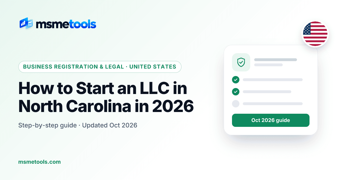 How to start an LLC in North Carolina — MSMETOOLS guide cover