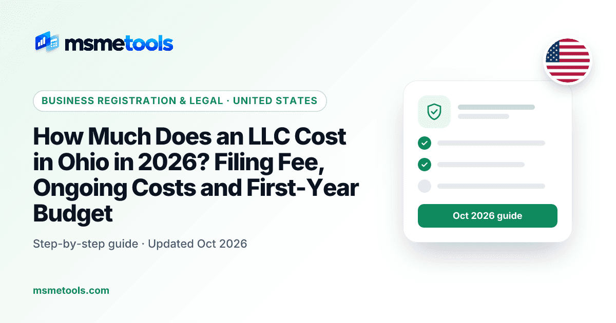 Ohio LLC cost — MSMETOOLS guide cover