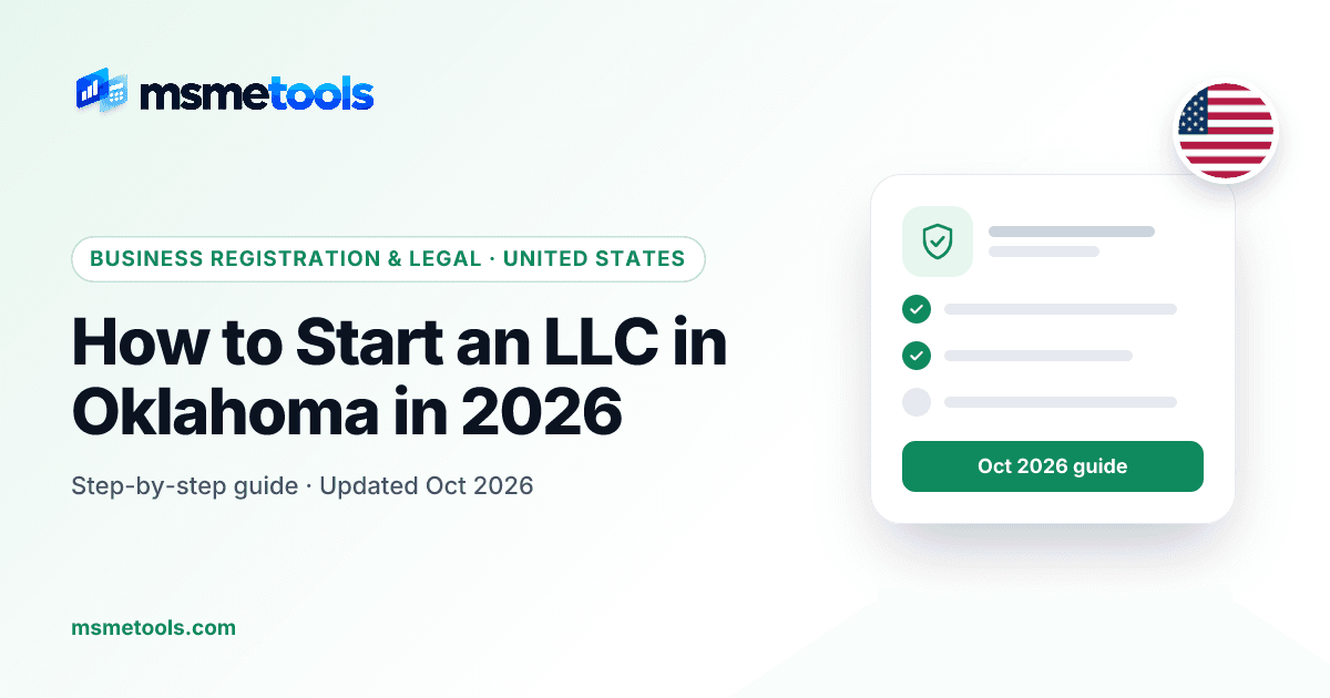 How to start an LLC in Oklahoma — MSMETOOLS guide cover