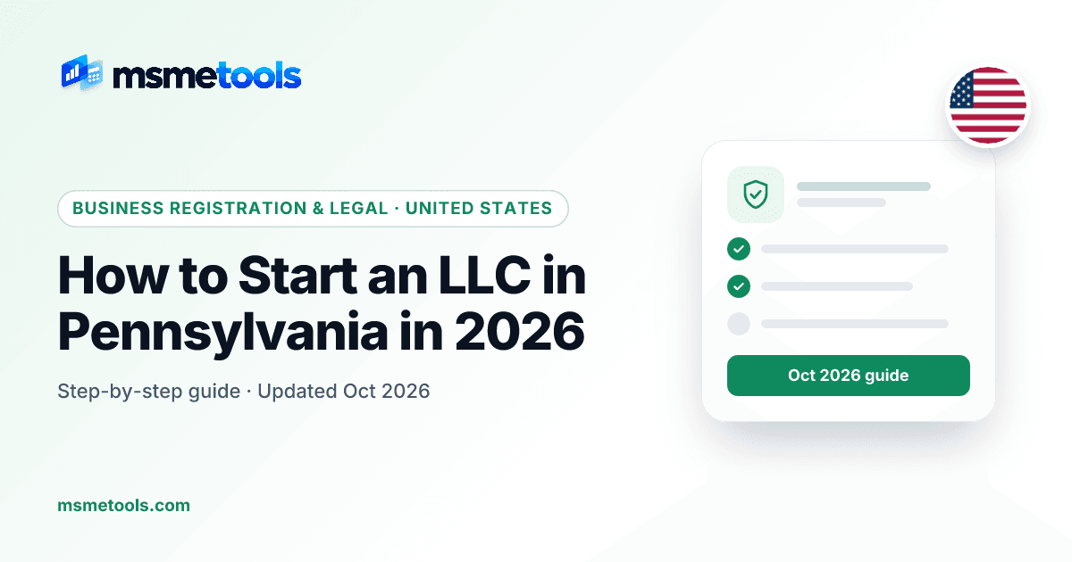 How to start an LLC in Pennsylvania — MSMETOOLS guide cover