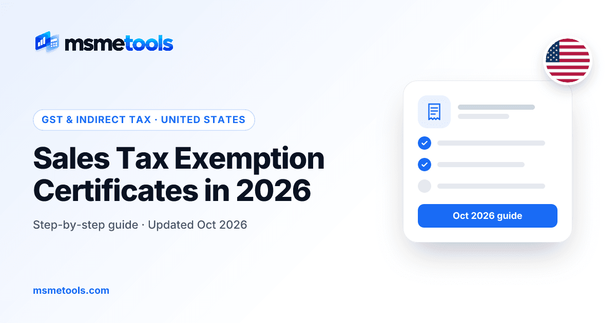 Sales tax exemption certificate — MSMETOOLS guide cover