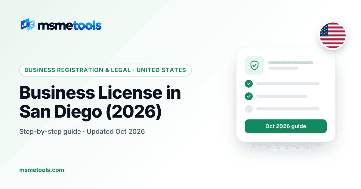 Business license in San Diego — MSMETOOLS guide cover