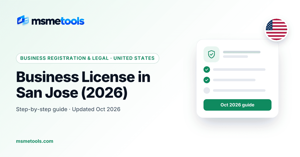 Business license in San Jose — MSMETOOLS guide cover