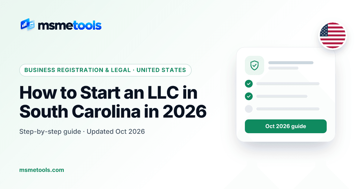 How to start an LLC in South Carolina — MSMETOOLS guide cover