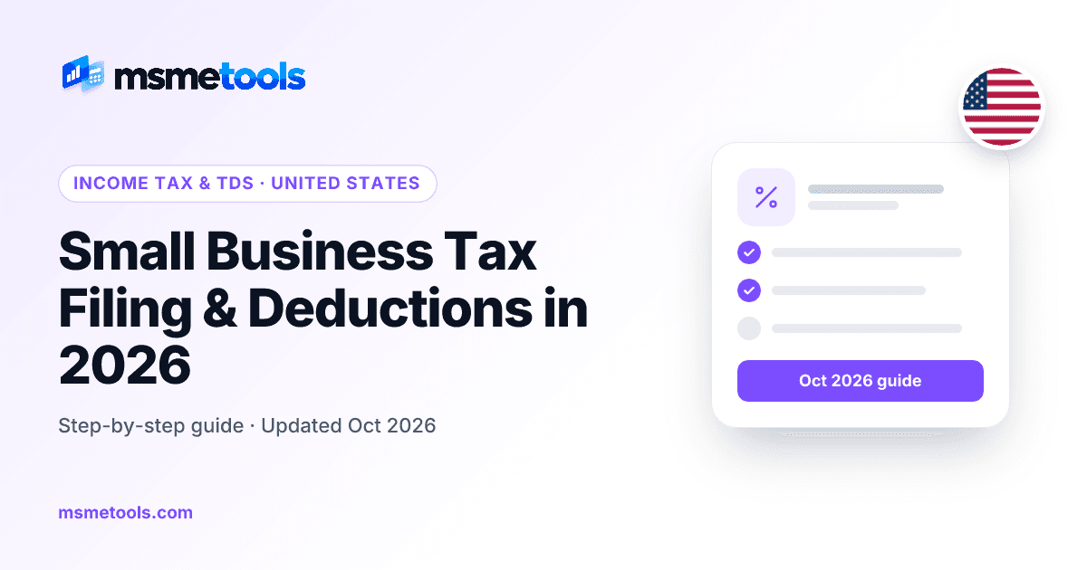 Small business tax filing and deductions in the US — MSMETOOLS guide cover