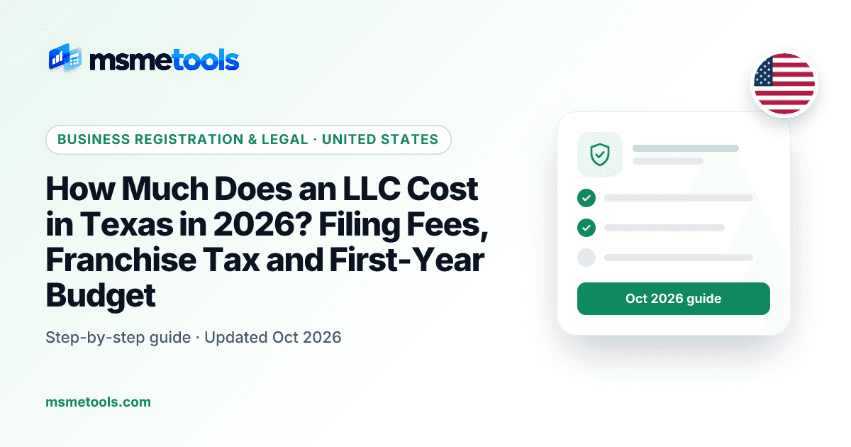Texas LLC cost — MSMETOOLS guide cover